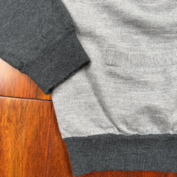 J Crew Men's Cardigan Sweater 100% Merino Wool Two Tone Gray Preppy Size L - Picture 6 of 10